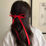 DAIIIBABYYY  -  Super Immortal Kawaii Lolita Ribbon Long Bow Hair Clip Premium Feel Light Luxury Butterfly Hairpin Simple Girl Hair Accessories