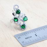 Daiiibabyyy 925 Sterling Silver Bridal Jewelry Sets For Women Green Zircon Stones Bracelets Earrings Rings Pendant Wedding Necklace Set