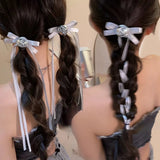 Daiiibabyyy  2/4pcs Trend Lace Bow Long Hair Clip Ribbon Hairpins Barrettes Headband for Women Girl Korean Hair Accessories Wedding Jewelry