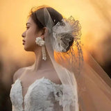 Daiiibabyyy  Beautiful and Elegant Bride Flower Hairband Headwear Hair Style Tassel Headbands Wedding hair Accessories