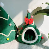 DAIIIBABYYY  -  Christmas Cats Nest Detachable Mat Semi Closed Cat Hole Tent Winter Warm Dog Nest Christmas Tree Shape Pets House Washable