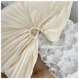 DAIIIBABYYY  -  Y2K Sweet Sexy Backless Solid Mini Dress Inclined-Shoulder Pleated Women's Dresses Beach Vacation Party Spring Summer 2025 New