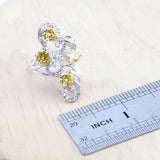 Daiiibabyyy Plant Yellow Zircon 925 Silver Jewelry Sets Bridal Bracelets Earrings Rings Pendant For Women Wedding Necklace Set