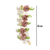 DAIIIBABYYY  -  Charming Rose Bubble Braid Headband Rose Bead Telephone Line Headband Pearl Ponytail Hair Loop High Elasticity Headwear for Girl