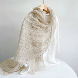 Daiiibabyyy  Pure Linen Soft Scarves Women Polka Dot Retro Design Scarf Summer Travelling Long Scarves Breathable Thin Shawl 65x180cm
