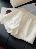 Daiiibabyyy  Summer Sweet Striped Print All Match Loose Casual  High Waist Straight Shorts