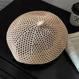 Daiiibabyyy  Summer French Literary Straw Beret Japanese New Hollow Out Breathable Hat Women Face Slim Thin Beanie Painter Hat for Travel