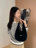 Daiiibabyyy  Ladies' Tote Bag Autumn Winter Korean Plush Dopamine Sweet Kawaii Simple Versatile Daily Large Capacity Knitted Handbag For Girl