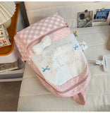 Daiiibabyyy  All Match High-capacity Backpack Women Students Travel Schoolbag Sweet Y2k Aesthetic Letter Print Dots Plaid Patchwork Backpacks