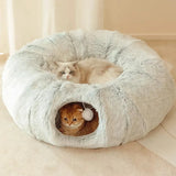 DAIIIBABYYY  -  Multifunctional Cat Tunnel Bed with Mat Big Tube Playground Toys Soft Plush Material Full Shape Non-slip for Kitten Cat Puppy
