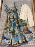 DAIIIBABYYY  -  Elegant Vintage Oil Painting Slim Waist Camisole Dresses+ Long Sleeve Sun Protection Cardigan Early Autumn New Two Piece Sets