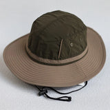 Daiiibabyyy  Japanese Drawstring Sunshade Fisherman Hat, Men's And Women's Big head Outdoor Mountaineering And Fishing Summer Hat