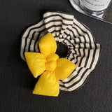 Daiiibabyyy  1PC Striped Hair Scrunchies With Puffy Bows, Colorful Cute Hair Ties, Fashionable Hair Accessories For Women