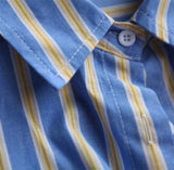 DAIIIBABYYY  -  Spring and Autumn New Striped Long-sleeved Shirt and Korean Version of Loose Slim Mid-length Shirt Fashion Casual Shirt