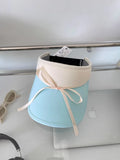 Daiiibabyyy Korea  New Bow Strap Empty Top Hat Women Summer Sun Protection Ultraviolet Topless Sun Protection Sun Golf Hat