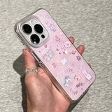 Daiiibabyyy  Frosted graffiti cat phone case comes with lace pendant for iPhone 11 12 13 14 15 16 Pro Max
