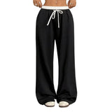 DAIIIBABYYY  -  Simple Straight-leg Casual Pants Loose and Slim Elastic Waist and Floor Trousers for Women