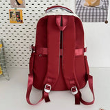Daiiibabyyy  New Design Nylon School Bag Red Color Large Capacity Backpack Multifunctional Shoulder Bag