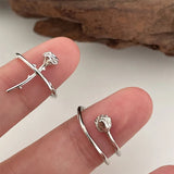 Daiiibabyyy 925 Sterling Silver Rings Flower Rose Opening Ring For Girl Cherry Blossom Adjustable Finger Ring Wedding Fine Jewelry wholesale