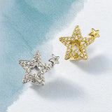 Daiiibabyyy  Hip-Hop Size Double Star Grillz Single Gold-Plated Full-set Zirconia Dental Draces, Cross-Border Trendy Cool Men's Accessories.