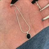 Daiiibabyyy  Korean Silver Color Oval Aquamarine Pendant Necklace Ladies Girls Luxury Snake Chain Necklace Fashion Jewelry Accessories