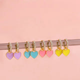 DAIIIBABYYY  -   New Korea Trendy Luxury Gold Color Heart Hoop Earrings for Women Girls Cute Sweet Enamel Zircon Drop Dangle Earring Jewelry