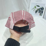 DAIIIBABYYY  -  Japanese Niche Plaid Splicing Five-panel Baseball Cap for Men and Women Spring and Summer Patch Design Adjustable Hip-hop Hat