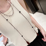 Daiiibabyyy  Braided rope tassel transparent contrast bead necklace
