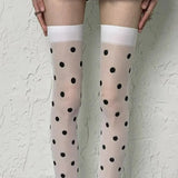 Daiiibabyyy  Fashion Spring Korean Polka Dot Knee High Stockings Women Vintage Y2K Sweet Cute Pantyhose Tight JK Lolita Long Tube Sockings