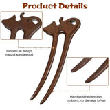 Daiiibabyyy  Elegant Wood Wooden Hair Stick Vintage Style Handmade Craft Hanfu Hairpin Cat Flower Rabbit Deer Chinese Style Hairpin Women