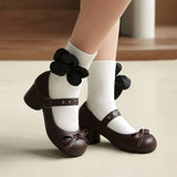 DAIIIBABYYY  -  Fashionable High heels Women's Mary Jane Shoes Buckle Sweet butterfly knot Single Shoes JK uniform Shoes Large size 48