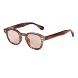 Daiiibabyyy  Vintage Fashion Shell Round Sunglasses Women Men Brand Design Retro Rivet Yellow Blue Lens Square Sun Glasses Female UV400