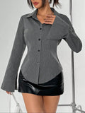 DAIIIBABYYY  -  Spot Striped Casual Fashion Shirt Cardigan New Button Up Long Sleeved Shirt