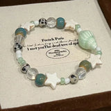 DAIIIBABYYY  -  Ceramic Conch Beaded Bracelet Cartoon Korean Style Star Bracelets For Women Handmade Bracelet Friend Jewelry Gift