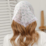 Daiiibabyyy  -  New Girl Lace Pastoral Style Headbands Hair Scarf For Women Floral Butterfly Hairbands Headwrap Fashion Turban Hair Accessories