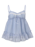 Daiiibabyyy  Summer French Y2k Sexy Solid Edible Tree Fungus Loose Bow Camis