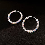 Daiiibabyyy  Colorful Zircon Pleated Round Ear Buckles Fashion Personalized Simple Light Luxury High-end Hoop Earrings for Women
