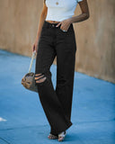 Daiiibabyyy 2024 Women Ripped Denim Pants Vintage High Waist Straight Jeans Long Pants Black Autumn Loose Wide Leg Pants