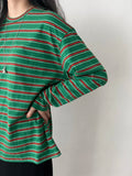 DAIIIBABYYY  -  American Loose Tops Contrast Color Stripes Long Sleeve T-shirt Y2k Women Clothing Harajuku Streetwear Tees Ropa De Mujer