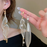 Daiiibabyyy  Personalized Hollow Pendant Earring for Women Elegant Temperament Pearl Water Drop Tassel Drop Earrings Design Sense Jewelry