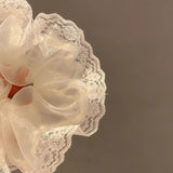 DAIIIBABYYY  -  Korean Luxury Ribbon Lace Large Scrunchies Female Girls White Sweet Hair Ropes Temperament Black Headband Fairy Ponytail Holder