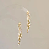 Daiiibabyyy  Minimalist Snake Bone Chain Three-layer Tassel Earrings Women Classic Temperament Jewelry For Party and Daily Wearing