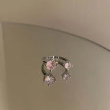 Daiiibabyyy  Luxury Shiny Crystal Open Rings for Women Sweet Cute Silver Color Metal Zircon Geometric Personality Finger Ring Wedding Jewelry