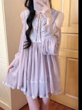 Daiiibabyyy  New Lace Patchwork Sweet Dresses for Women Vestidos De Mujer Fashion  Off Shoulder Robe Femme Korean Bandage Pleated Dress