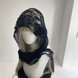 Daiiibabyyy  Spring New Girl's Hollow Lace Lolita Headcloth Photo Decoration Korean Ins Silk Scarf Versatile Skirt Kawaii Women's Accessories