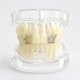 Daiiibabyyy  Hip-Hop Size Double Star Grillz Single Gold-Plated Full-set Zirconia Dental Draces, Cross-Border Trendy Cool Men's Accessories.