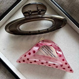 Daiiibabyyy  1-2 Pc Fashion Hair Claw Set Triangle Polka Dot and Oval Shaped Clips Stylish Acrylic Hair Accessories for Women Daily Use