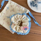 DAIIIBABYYY  -  2024 New Lace Edge Oversized Hair Ropes Women Mori Girl Flower Button Scrunchies Cherry Bunny Ponytail Holder Kawaii Headwear