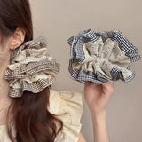 DAIIIBABYYY  -  1pc elegant lace double-layer large intestine hair band, women's new style wrinkled high-end ponytail hair accessories