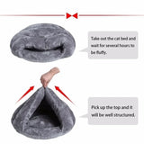DAIIIBABYYY  -  Cat and Dog Triangle Pet Nest Winter Thickened and Warm Pet Mat Mongolian Yurt Fury Half Closed Sleeping Bag Pet Rest Supplies